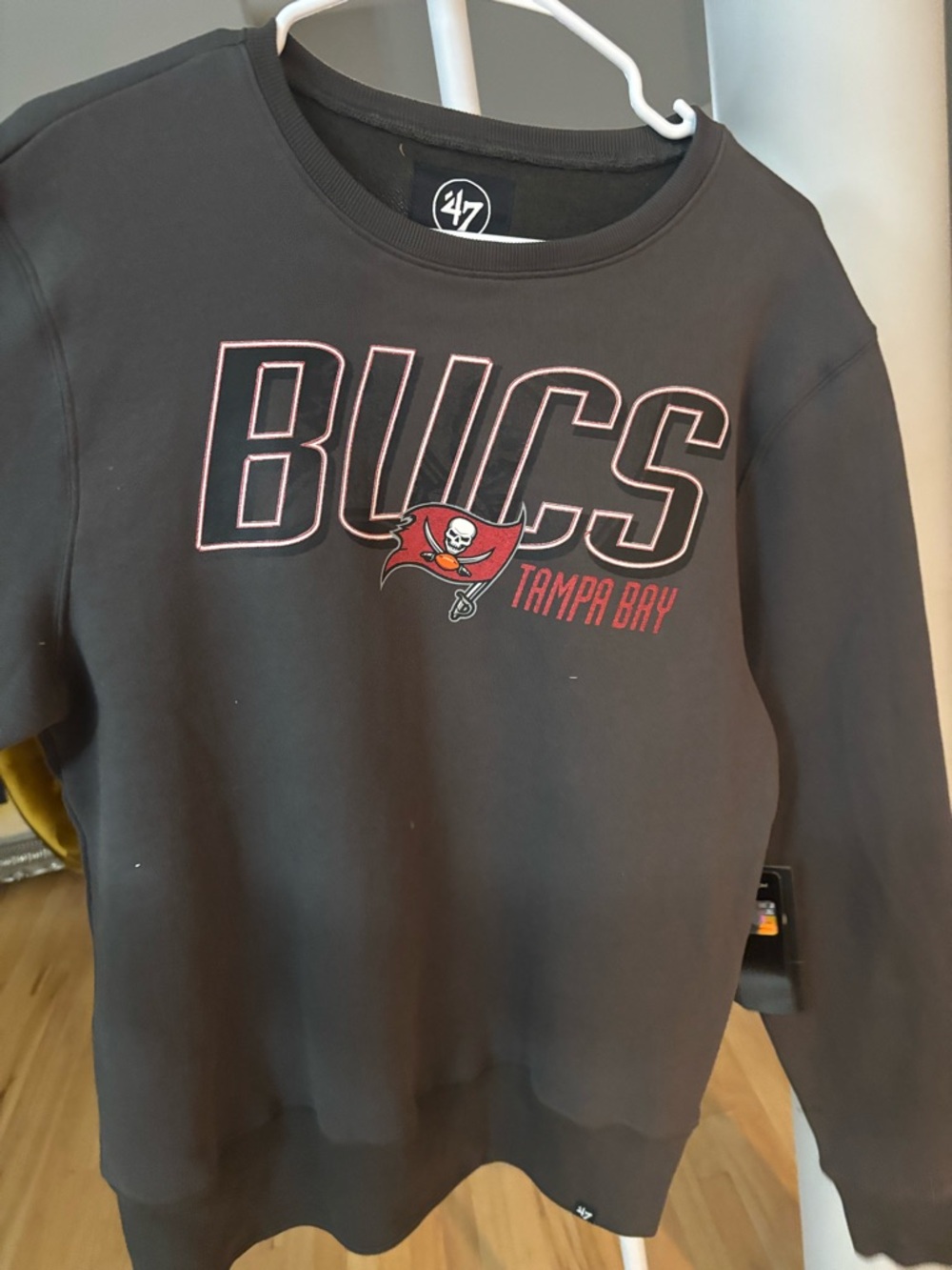 47 Black Crewneck Sweatshirt with White Logo